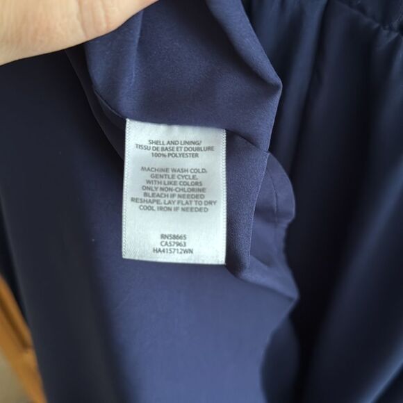 Halogen Navy Crepe Long Sleeve Modest Midi Dress - Picture 7 of 7